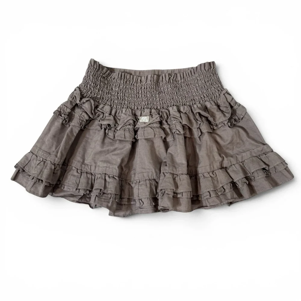 Lili Gaufrette Girls Tiered Mini Skirt Size 4 Years Smocked Beaded Sequins Y2K